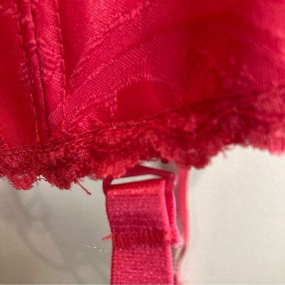 FREDERICK’S OF HOLLYWOOD Sz 34 Fuchsia Pink Lace Brocade Boning Lace Up  Bustier - Picture 7 of 13